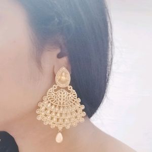 Gold Covering Partywear Drop Earing