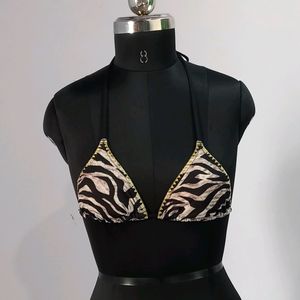 Leopard Print Tassel Beautiful Bikini Top