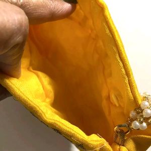 Yellow Golden Potli Purse