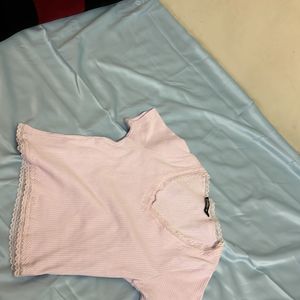 V Neck Baby Pink Colour Too