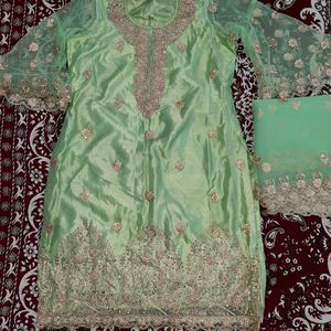 Green Colour Sharara Suit With Dupatta😍