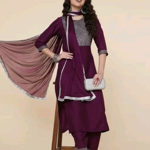 Wine Kurta Set With Plazzo