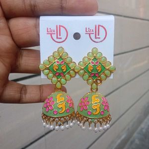 Green Colour Earrings For Women And Girls