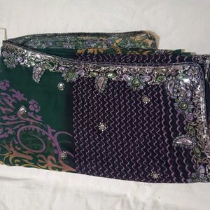 Black Purple Colour Saree