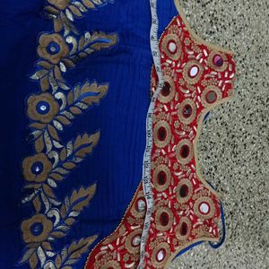 New Blue N Red Anarkali Set