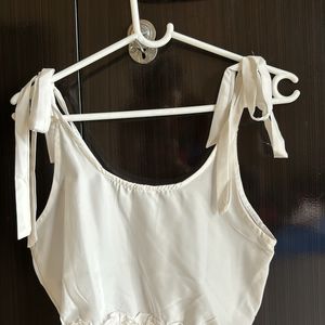 White Knot Crop Top