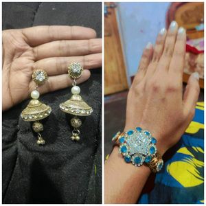 Combo Golden Jhumka With Braslet