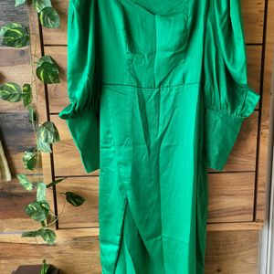 STREET9 green Color Satin Dress For Party Wear