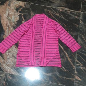 Pink Color mesh Shrug