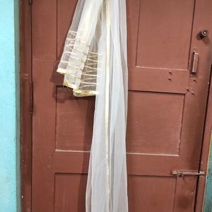 Flaher White Gotta  Patti Net Dupatta