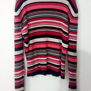 Ribbed High Neck Sweater