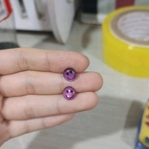 purple smile earring stud