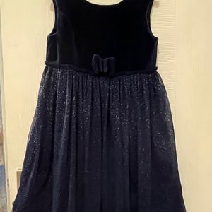 Part Wear Velvet And Shimmer Dress In Navy