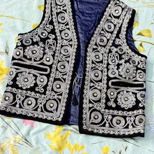 Black Velvet Embroidery Waist Coat Size 32