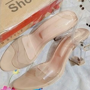 Shoetopia Nude Glass Heels. 👠 ✨