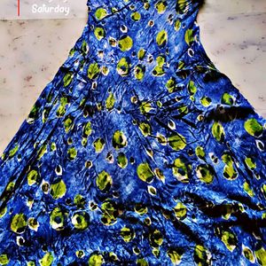 Beautiful Blue And Parrot Green Color Dress