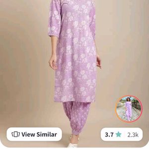 Women Floral Printed Pure Cotton Kurta With Salwar