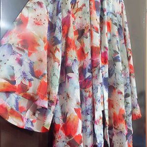 Multi Floral Print Shrug Type Top For Girl 36 Bust