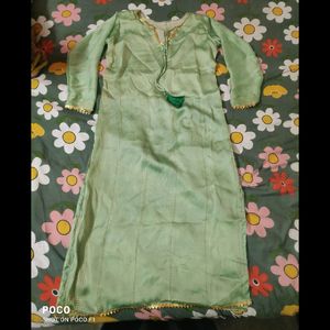 pretty pista green long kurti.