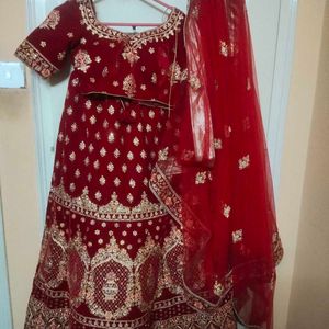 Velvet Bridal Lehenga Very Heavy Work With Dupatta