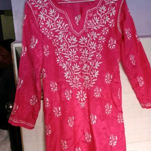 Pink Lucknowing Kurti With Hand Embroidery🎀