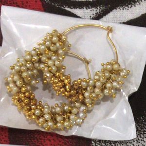 Jhumka Earrings Artificial White Pearls