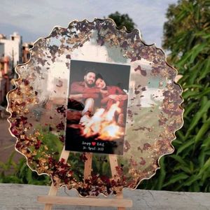 Couple Photo Frame With Preserved Rose Petals