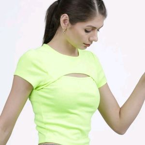 Neon Green Cutout Crop Top