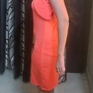 Elegant Orange Keyhole Bodycon Dress – 34 inches