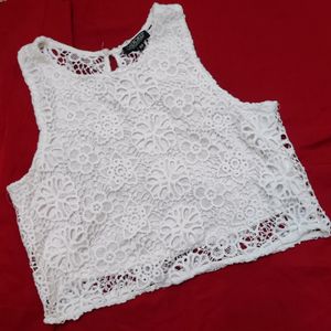 White Lace Crop Top