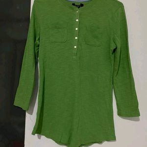 Women Short Cut Dress And Green Top