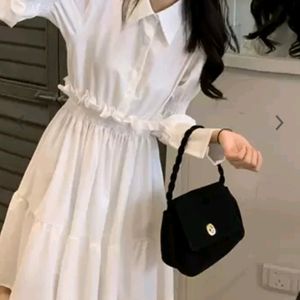 Women Button Front Collar Shirt Dress🤍