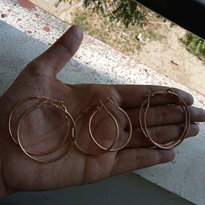 Three Pair Golden Hoops From Max