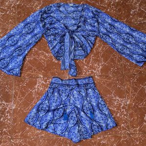 Blue Aztec Print Co-Ord Set