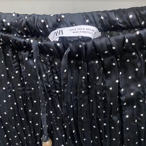 Zara Polka Dot Wrinkle Effect Trousers