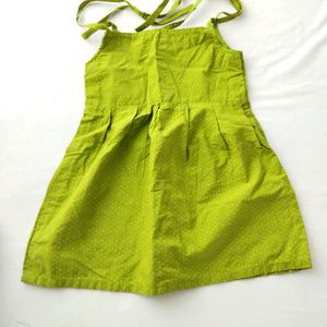 Green Printed Cotton Dress (Girls)