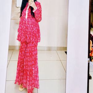 Chiffon Bandhej Palazzo Set