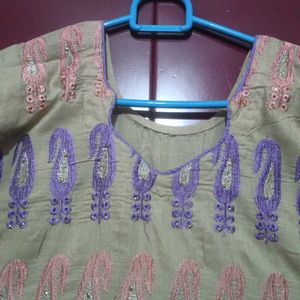 Cream Kurti With Embroidery