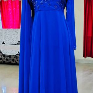 Blue georgette heavy handwork with dupatta