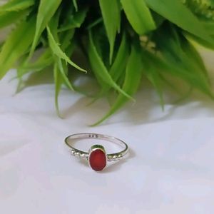 Pure Silver With Carnelian Ring