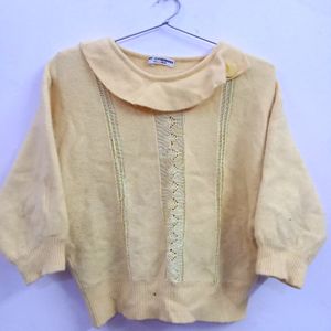 Active Wear Yellow Woolen Top