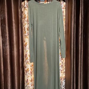 Olive Green Asymmetrical Long Top