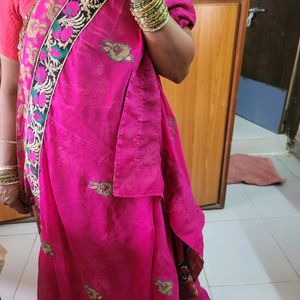 Pink Jeorjet Saree