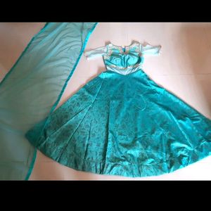 Sea green party wear gown with duppata