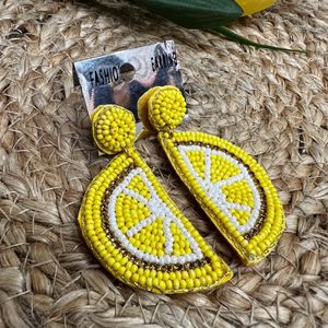 Lemon Beaded Earrings