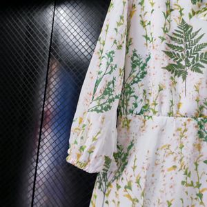 Floral Print Green Party Dress