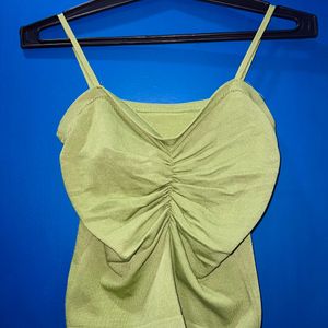 Showoff Casual Sleeveless Solid Women Green Top