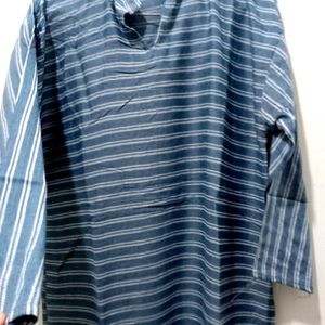 Blue Striped Casual Kurta