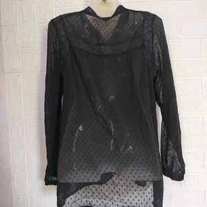 Black Net Corian Thrifted Shirt