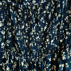 Navy Blue Strap Floral Dress